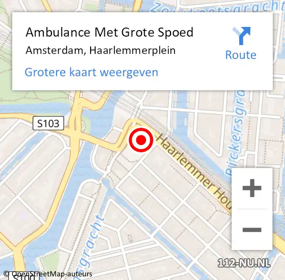 Locatie op kaart van de 112 melding: Ambulance Met Grote Spoed Naar Amsterdam, Haarlemmerplein op 25 april 2024 20:18