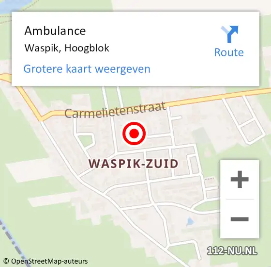 Locatie op kaart van de 112 melding: Ambulance Waspik, Hoogblok op 3 oktober 2014 17:03