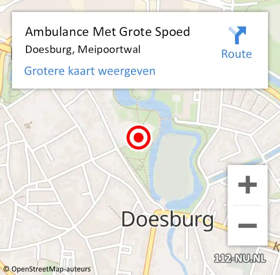 Locatie op kaart van de 112 melding: Ambulance Met Grote Spoed Naar Doesburg, Meipoortwal op 3 oktober 2014 17:03