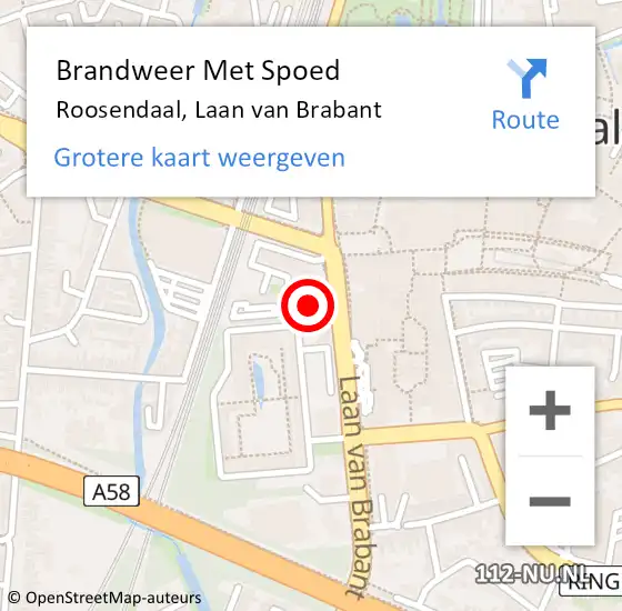 Locatie op kaart van de 112 melding: Brandweer Met Spoed Naar Roosendaal, Laan van Brabant op 25 april 2024 21:01