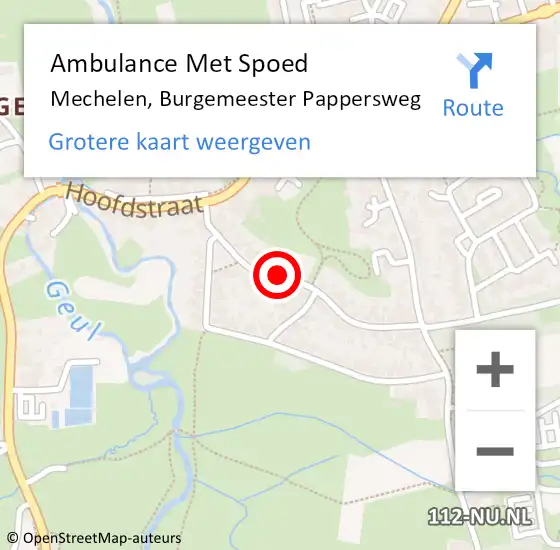 Locatie op kaart van de 112 melding: Ambulance Met Spoed Naar Mechelen, Burgemeester Pappersweg op 3 oktober 2014 17:07