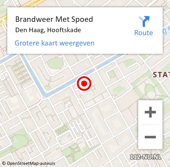Locatie op kaart van de 112 melding: Brandweer Met Spoed Naar Den Haag, Hooftskade op 25 april 2024 21:24