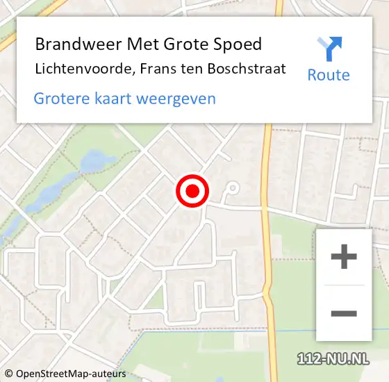 Locatie op kaart van de 112 melding: Brandweer Met Grote Spoed Naar Lichtenvoorde, Frans ten Boschstraat op 25 april 2024 21:29