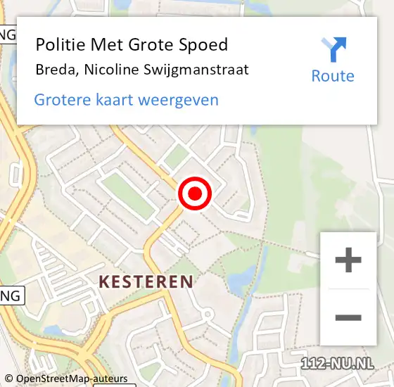 Locatie op kaart van de 112 melding: Politie Met Grote Spoed Naar Breda, Nicoline Swijgmanstraat op 25 april 2024 22:16
