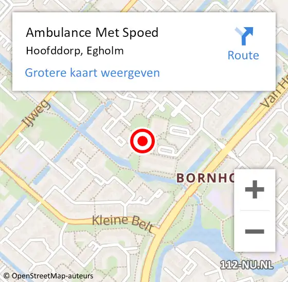 Locatie op kaart van de 112 melding: Ambulance Met Spoed Naar Hoofddorp, Egholm op 25 april 2024 22:22