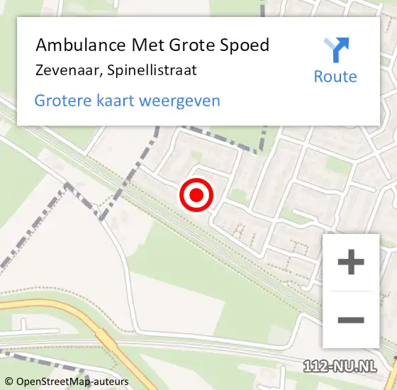 Locatie op kaart van de 112 melding: Ambulance Met Grote Spoed Naar Zevenaar, Spinellistraat op 3 oktober 2014 17:10