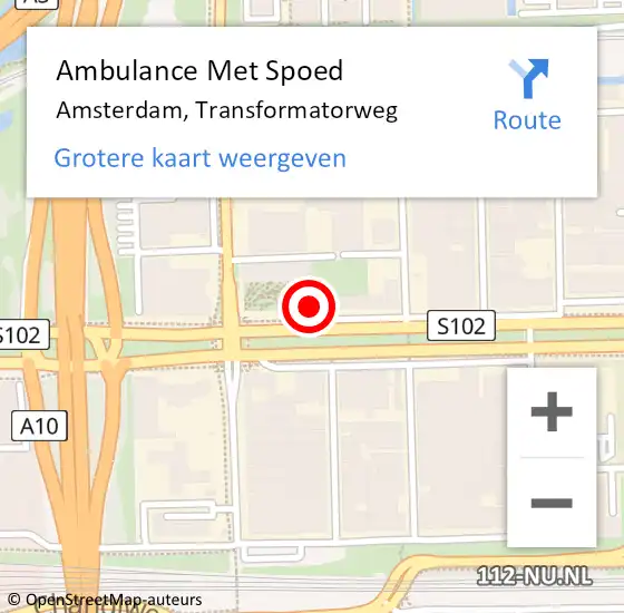 Locatie op kaart van de 112 melding: Ambulance Met Spoed Naar Amsterdam, Transformatorweg op 26 april 2024 00:10