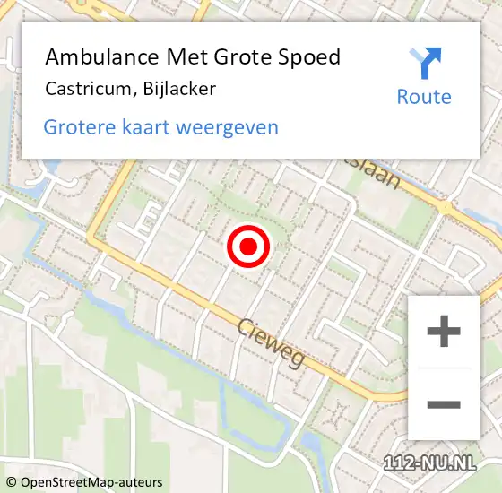 Locatie op kaart van de 112 melding: Ambulance Met Grote Spoed Naar Castricum, Bijlacker op 26 april 2024 00:36