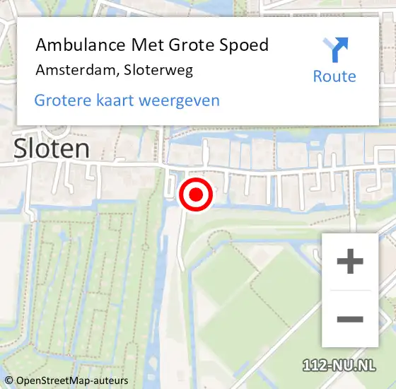 Locatie op kaart van de 112 melding: Ambulance Met Grote Spoed Naar Amsterdam, Sloterweg op 26 april 2024 00:37