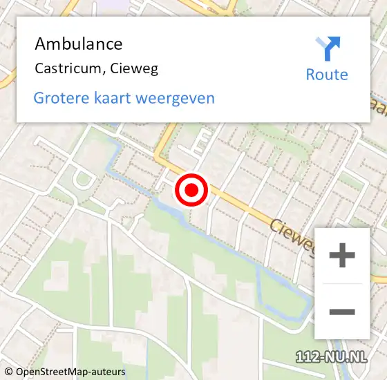 Locatie op kaart van de 112 melding: Ambulance Castricum, Cieweg op 26 april 2024 00:45