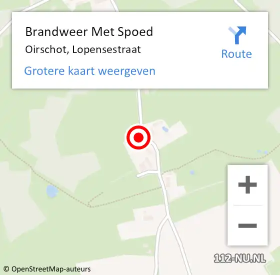 Locatie op kaart van de 112 melding: Brandweer Met Spoed Naar Oirschot, Lopensestraat op 26 april 2024 00:48