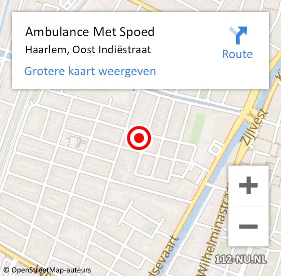 Locatie op kaart van de 112 melding: Ambulance Met Spoed Naar Haarlem, Oost Indiëstraat op 26 april 2024 01:01