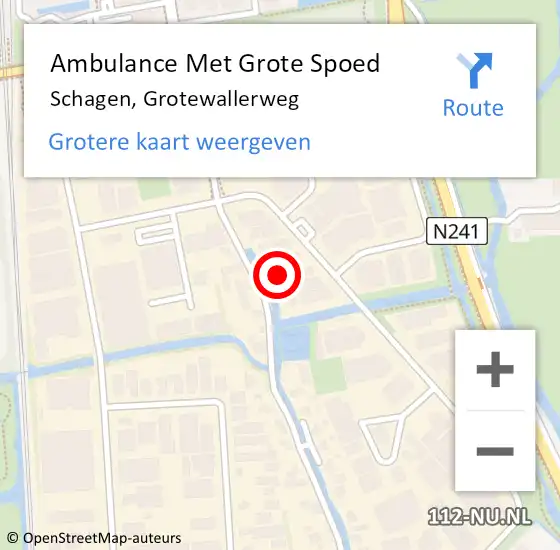 Locatie op kaart van de 112 melding: Ambulance Met Grote Spoed Naar Schagen, Grotewallerweg op 26 april 2024 01:46