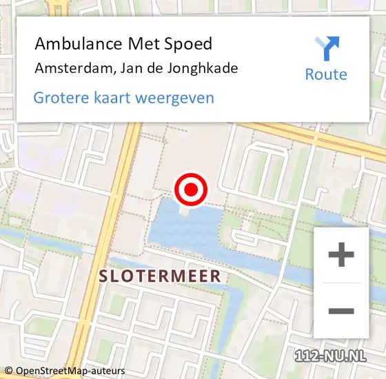 Locatie op kaart van de 112 melding: Ambulance Met Spoed Naar Amsterdam, Jan de Jonghkade op 26 april 2024 01:46