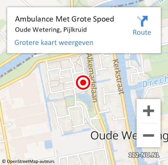 Locatie op kaart van de 112 melding: Ambulance Met Grote Spoed Naar Oude Wetering, Pijlkruid op 26 april 2024 03:21