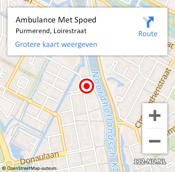 Locatie op kaart van de 112 melding: Ambulance Met Spoed Naar Purmerend, Loirestraat op 26 april 2024 04:14