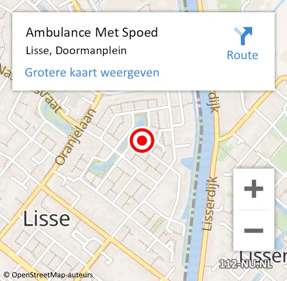 Locatie op kaart van de 112 melding: Ambulance Met Spoed Naar Lisse, Doormanplein op 26 april 2024 04:20