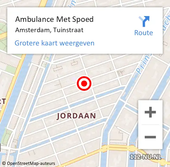 Locatie op kaart van de 112 melding: Ambulance Met Spoed Naar Amsterdam, Tuinstraat op 26 april 2024 04:30