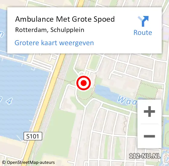 Locatie op kaart van de 112 melding: Ambulance Met Grote Spoed Naar Rotterdam, Schulpplein op 26 april 2024 05:02