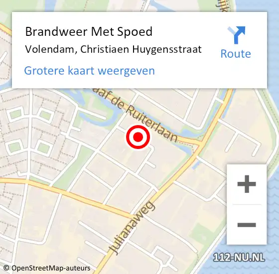 Locatie op kaart van de 112 melding: Brandweer Met Spoed Naar Volendam, Christiaen Huygensstraat op 26 april 2024 05:41