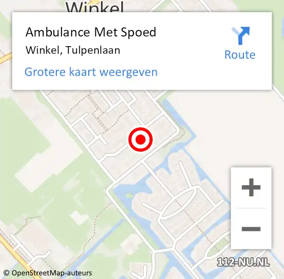 Locatie op kaart van de 112 melding: Ambulance Met Spoed Naar Winkel, Tulpenlaan op 26 april 2024 06:52