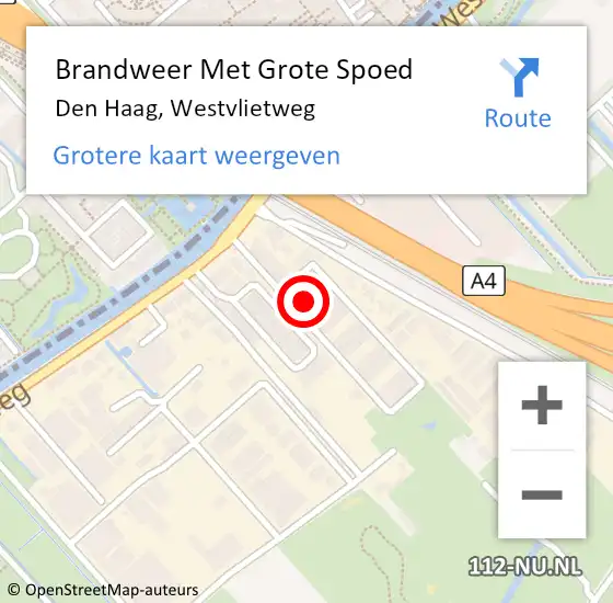 Locatie op kaart van de 112 melding: Brandweer Met Grote Spoed Naar Den Haag, Westvlietweg op 26 april 2024 07:22