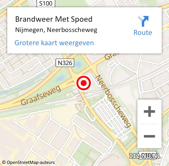 Locatie op kaart van de 112 melding: Brandweer Met Spoed Naar Nijmegen, Neerbosscheweg op 26 april 2024 07:39