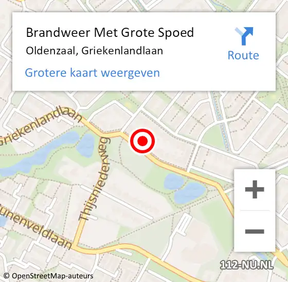 Locatie op kaart van de 112 melding: Brandweer Met Grote Spoed Naar Oldenzaal, Griekenlandlaan op 26 april 2024 07:56