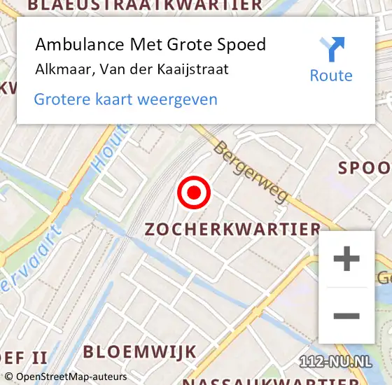 Locatie op kaart van de 112 melding: Ambulance Met Grote Spoed Naar Alkmaar, Van der Kaaijstraat op 26 april 2024 08:25