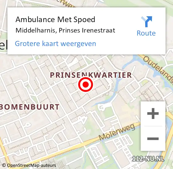 Locatie op kaart van de 112 melding: Ambulance Met Spoed Naar Middelharnis, Prinses Irenestraat op 26 april 2024 08:31