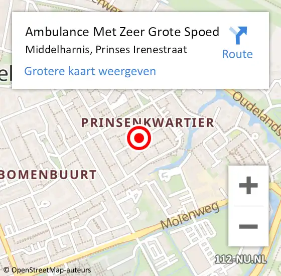Locatie op kaart van de 112 melding: Ambulance Met Zeer Grote Spoed Naar Middelharnis, Prinses Irenestraat op 26 april 2024 08:38