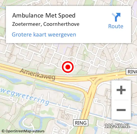 Locatie op kaart van de 112 melding: Ambulance Met Spoed Naar Zoetermeer, Coornherthove op 26 april 2024 09:02