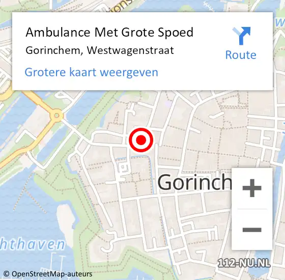 Locatie op kaart van de 112 melding: Ambulance Met Grote Spoed Naar Gorinchem, Westwagenstraat op 26 april 2024 09:07