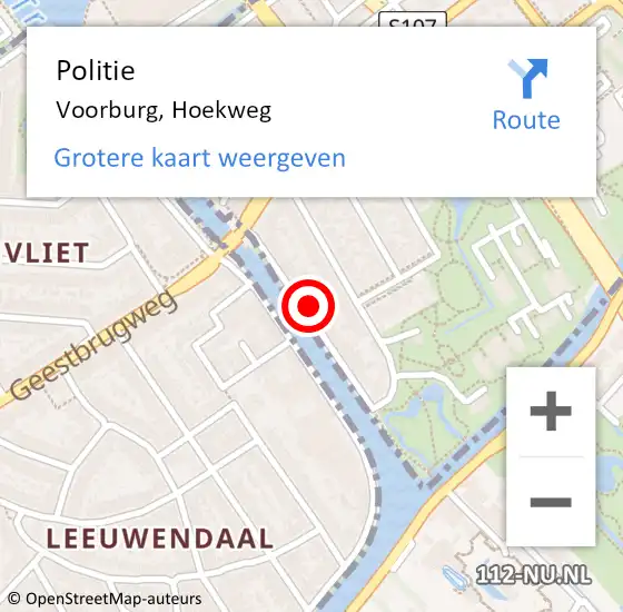 Locatie op kaart van de 112 melding: Politie Voorburg, Hoekweg op 26 april 2024 09:34