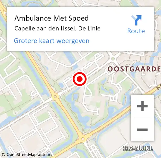 Locatie op kaart van de 112 melding: Ambulance Met Spoed Naar Capelle aan den IJssel, De Linie op 26 april 2024 09:41
