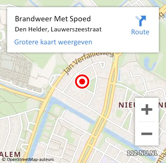 Locatie op kaart van de 112 melding: Brandweer Met Spoed Naar Den Helder, Lauwerszeestraat op 26 april 2024 09:42