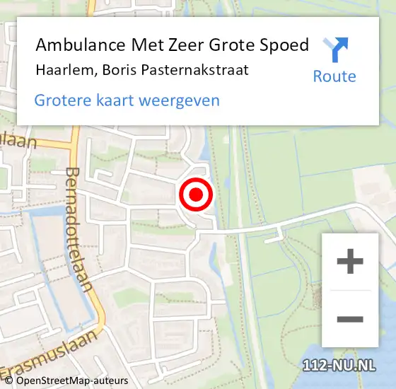 Locatie op kaart van de 112 melding: Ambulance Met Zeer Grote Spoed Naar Haarlem, Boris Pasternakstraat op 26 april 2024 09:43