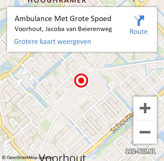 Locatie op kaart van de 112 melding: Ambulance Met Grote Spoed Naar Voorhout, Jacoba van Beierenweg op 26 april 2024 09:44