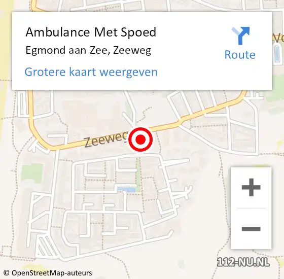 Locatie op kaart van de 112 melding: Ambulance Met Spoed Naar Egmond aan Zee, Zeeweg op 3 oktober 2014 17:33