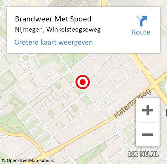 Locatie op kaart van de 112 melding: Brandweer Met Spoed Naar Nijmegen, Winkelsteegseweg op 26 april 2024 10:04