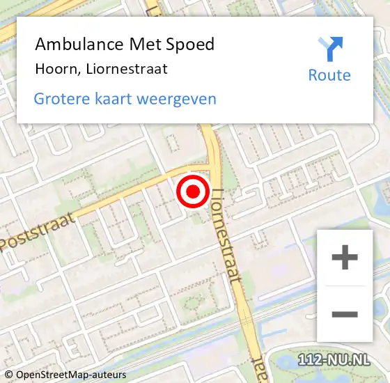 Locatie op kaart van de 112 melding: Ambulance Met Spoed Naar Hoorn, Liornestraat op 26 april 2024 10:15