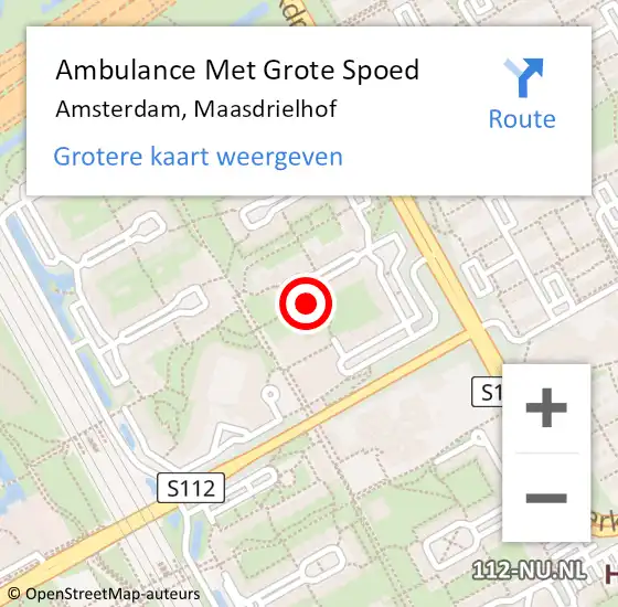 Locatie op kaart van de 112 melding: Ambulance Met Grote Spoed Naar Amsterdam, Maasdrielhof op 26 april 2024 10:22