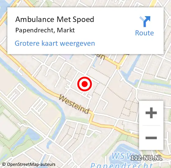 Locatie op kaart van de 112 melding: Ambulance Met Spoed Naar Papendrecht, Markt op 26 april 2024 10:29