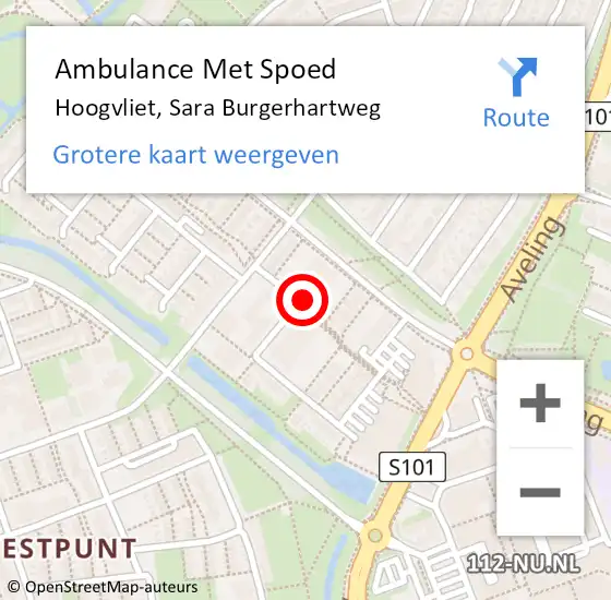 Locatie op kaart van de 112 melding: Ambulance Met Spoed Naar Hoogvliet, Sara Burgerhartweg op 26 april 2024 10:46
