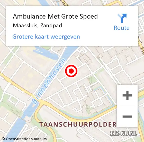 Locatie op kaart van de 112 melding: Ambulance Met Grote Spoed Naar Maassluis, Zandpad op 26 april 2024 10:46