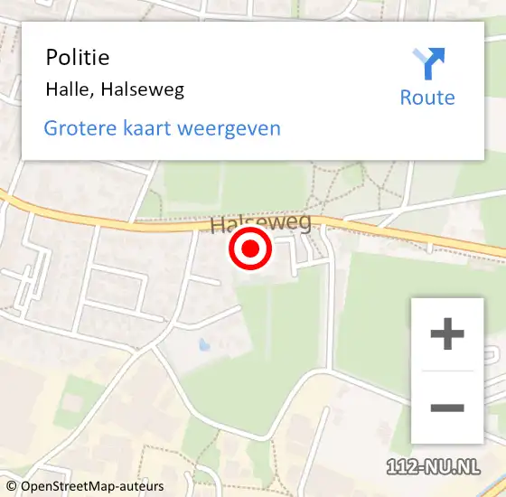 Locatie op kaart van de 112 melding: Politie Halle, Halseweg op 26 april 2024 11:18