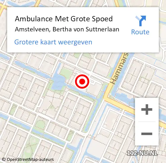 Locatie op kaart van de 112 melding: Ambulance Met Grote Spoed Naar Amstelveen, Bertha von Suttnerlaan op 26 april 2024 11:24