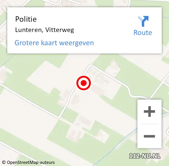 Locatie op kaart van de 112 melding: Politie Lunteren, Vitterweg op 26 april 2024 11:24