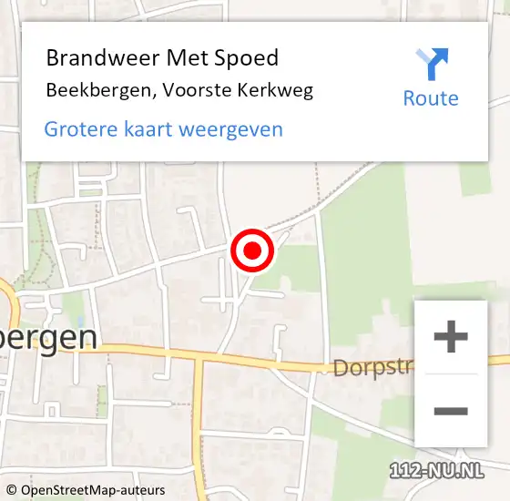 Locatie op kaart van de 112 melding: Brandweer Met Spoed Naar Beekbergen, Voorste Kerkweg op 26 april 2024 11:59