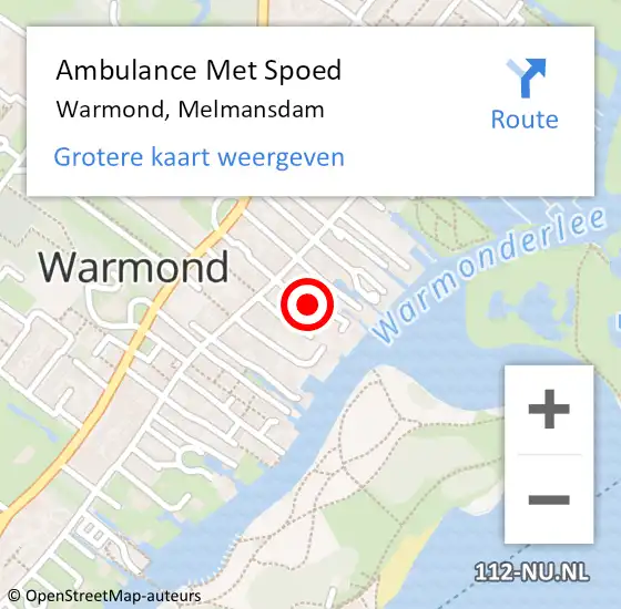 Locatie op kaart van de 112 melding: Ambulance Met Spoed Naar Warmond, Melmansdam op 26 april 2024 12:04